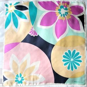 Anne Klein Pink Purple Turquoise Silk Scarf